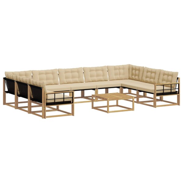 vidaXL Ensemble de canapés d'extérieur 10 pc Blanc et Beige