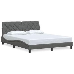 vidaXL Cadre de lit sans matelas gris foncé 160x200 cm tissu