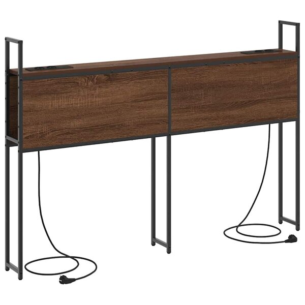 vidaXL Headboard de Rangement avec Station de Charge Chêne marron