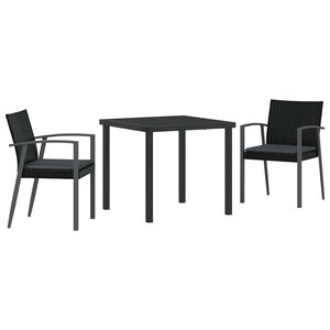 vidaXL Ensemble de salle à manger pour jardin 3 Pièces Noir et gris