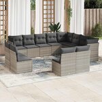 vidaXL Salon de jardin avec coussins 12 Pièces gris clair résine tressée