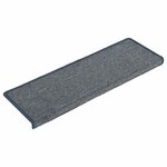 vidaXL Tapis d'escalier 30 pièces 65 x 21 x 4 cm Gris clair et bleu Bord rectangulaire