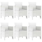vidaXL Ensemble de salle à manger pour jardin 7 Pièces Blanc Rattan Polt