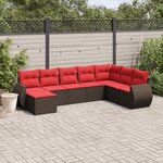 vidaXL Salon de jardin 8 Pièces avec coussins marron résine tressée