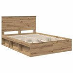 vidaXL Cadre de lit Chêne artisan 140 x 190 cm Bois de pin massif