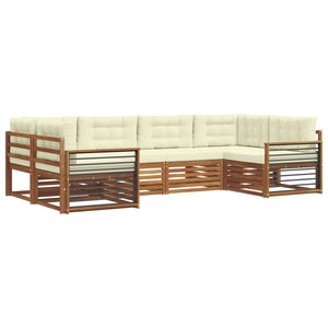 vidaXL Ensemble de canapés d'extérieur 6 pc Naturel et Crème