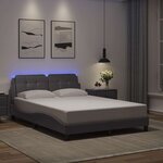 vidaXL Cadre de lit avec LED sans matelas gris 140x200 cm