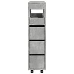 vidaXL Meuble étroit de salle de bain à roulettes gris béton