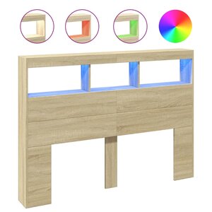 vidaXL Armoire tête de lit avec LED chêne sonoma 140x17x102 cm