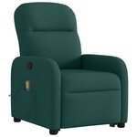 vidaXL Fauteuil inclinable de massage Vert foncé Tissu