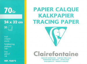 Pochette 20 Feuilles Calque supérieur 24x32 cm 70/75g CLAIREFONTAINE