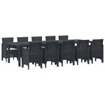 Ensemble de repas de jardin 11 pièces avec coussins en poly rattan anthracite vidaXL