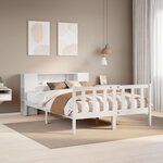 vidaXL Lit bibliothèque sans matelas blanc 160x200 cm bois pin massif
