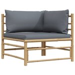 vidaXL Salon de jardin 2 Pièces avec coussins gris foncé Bambou