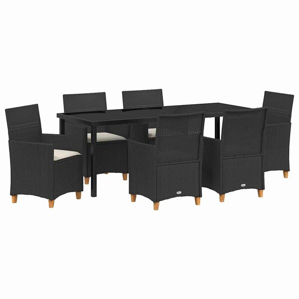 vidaXL Ensemble de salle à manger pour jardin 7 pc Noir polyrotin