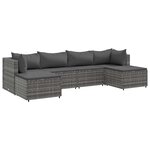 vidaXL Salon de jardin 6 Pièces avec coussins Gris Résine tressée
