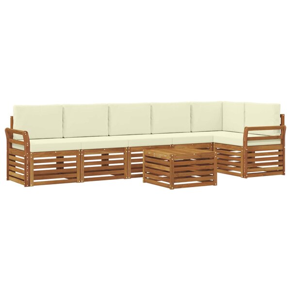 vidaXL Ensemble de canapés d'extérieur 7 pc Naturel et Crème Polyester