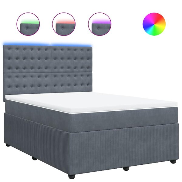 vidaXL Sommier à lattes de lit et matelas Gris foncé 140x200cm Velours