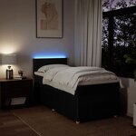 vidaXL Sommier à lattes de lit avec matelas Noir 90x190 cm Tissu
