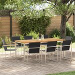 Ensemble de salle à manger de jardin vidaXL 9 pièces en teck massif