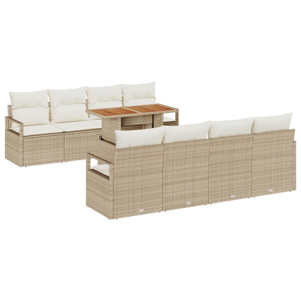 vidaXL Ensemble de canapé de jardin avec coussin 9 Pièces Beige  Crème