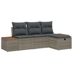 vidaXL Ensemble de canapé de jardin avec coussin 4 Pièces Gris polyrotin