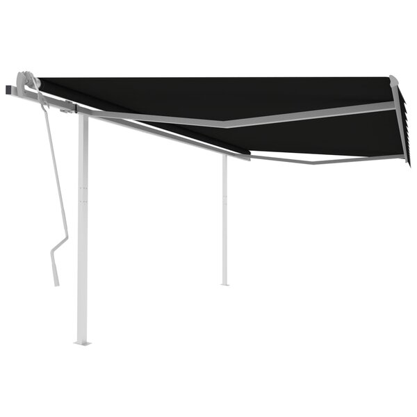 vidaXL Auvent manuel rétractable avec poteaux 4 5x3 m Anthracite