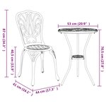 vidaXL Ensemble bistro de jardin 3 Pièces Blanc Aluminium