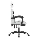 vidaXL Chaise de jeu avec repose-pied Blanc et noir Similicuir