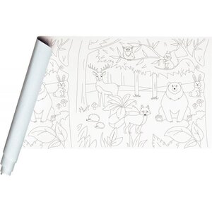 Rouleau fresque à peindre pré-dessiné 10 x 0 5 m 120 g thème la forêt