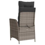 vidaXL Chaise inclinable de jardin avec coussins gris résine tressée
