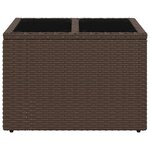 vidaXL Table de jardin dessus en verre brun 55x55x37 cm résine tressée