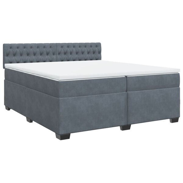 vidaXL Sommier à lattes de lit et matelas Gris foncé 200x200cm Velours