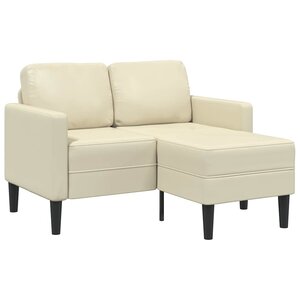 vidaXL Canapé 2 places avec méridienne en L crème 125 cm similicuir