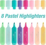 Surligneur TEXTLINER 46 PASTEL  étui de 8 FABER-CASTELL
