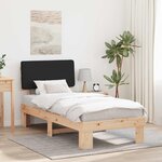 vidaXL Cadre de lit avec tête de lit rembourrée Noir 75 x 190 cm