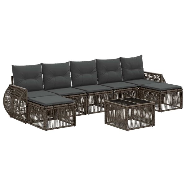 vidaXL Ensemble de canapé de jardin 8 Pièces Gris et Gris foncé polyrotin