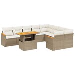 vidaXL Salon de jardin avec coussins 10 Pièces beige résine tressée