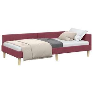 vidaXL Cadre de lit d'angle Bordeaux 90 x 190 cm tissu