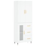vidaXL Buffet haut Blanc 69 5x34x180 cm Bois d'ingénierie