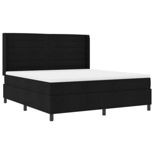 vidaXL Lit à ressort LED avec matelas Noir 180 x 200 cm tissu