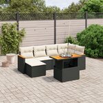 vidaXL Salon de jardin 7 Pièces avec coussins noir résine tressée