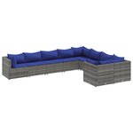 vidaXL Salon de jardin 9 Pièces avec coussins gris résine tressée