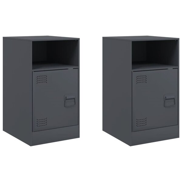 vidaXL Tables de chevet 2 Pièces anthracite 34 5x39x62 cm acier