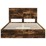 vidaXL Lit de Rangement Chêne fumé 160 x 200 cm Bois d'ingénierie