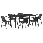 vidaXL Ensemble de salle à manger pour jardin 7 Pièces Noir