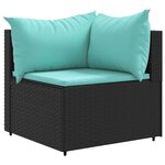 vidaXL Salon de jardin 9 Pièces avec coussins Noir Résine tressée