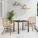 vidaXL Ensemble de salle à manger pour jardin 3 Pièces Marron polyrotin