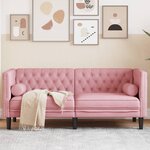 vidaXL Canapé Chesterfield avec traversins 2 places rose velours