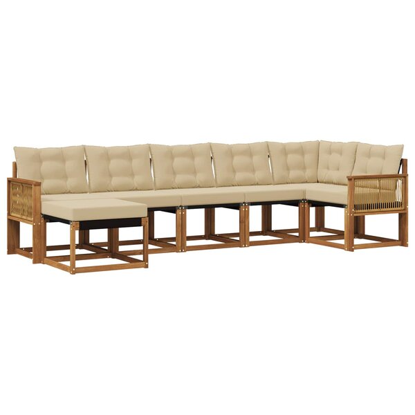 vidaXL Ensemble de canapés d'extérieur 7 pc Naturel et Beige